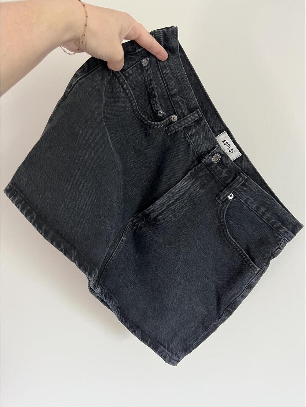 AGOLDE Washed Black Denim Mini Skirt - Size 29